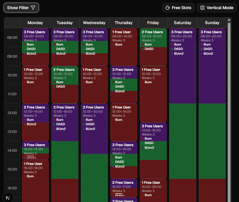 NUSModCollab Timetable Comparison View UI