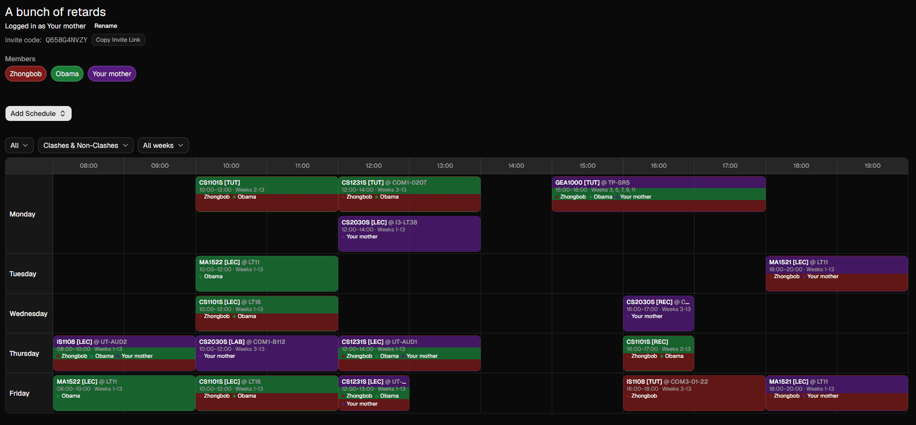 NUS Mod Collab UI
